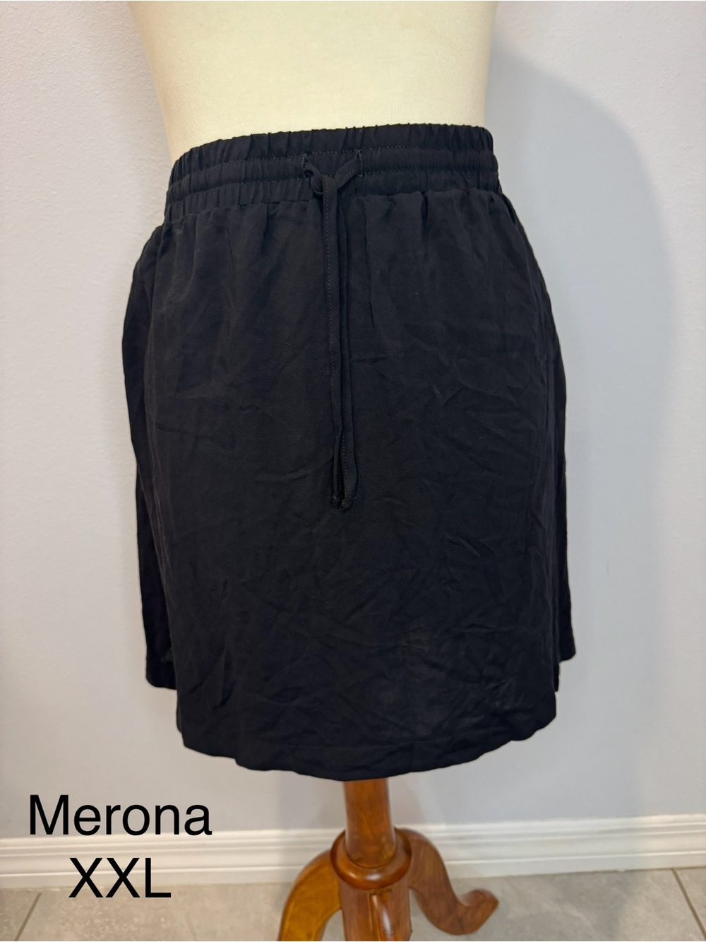 Merona Black Elastic-Waist Drawstring Skirt